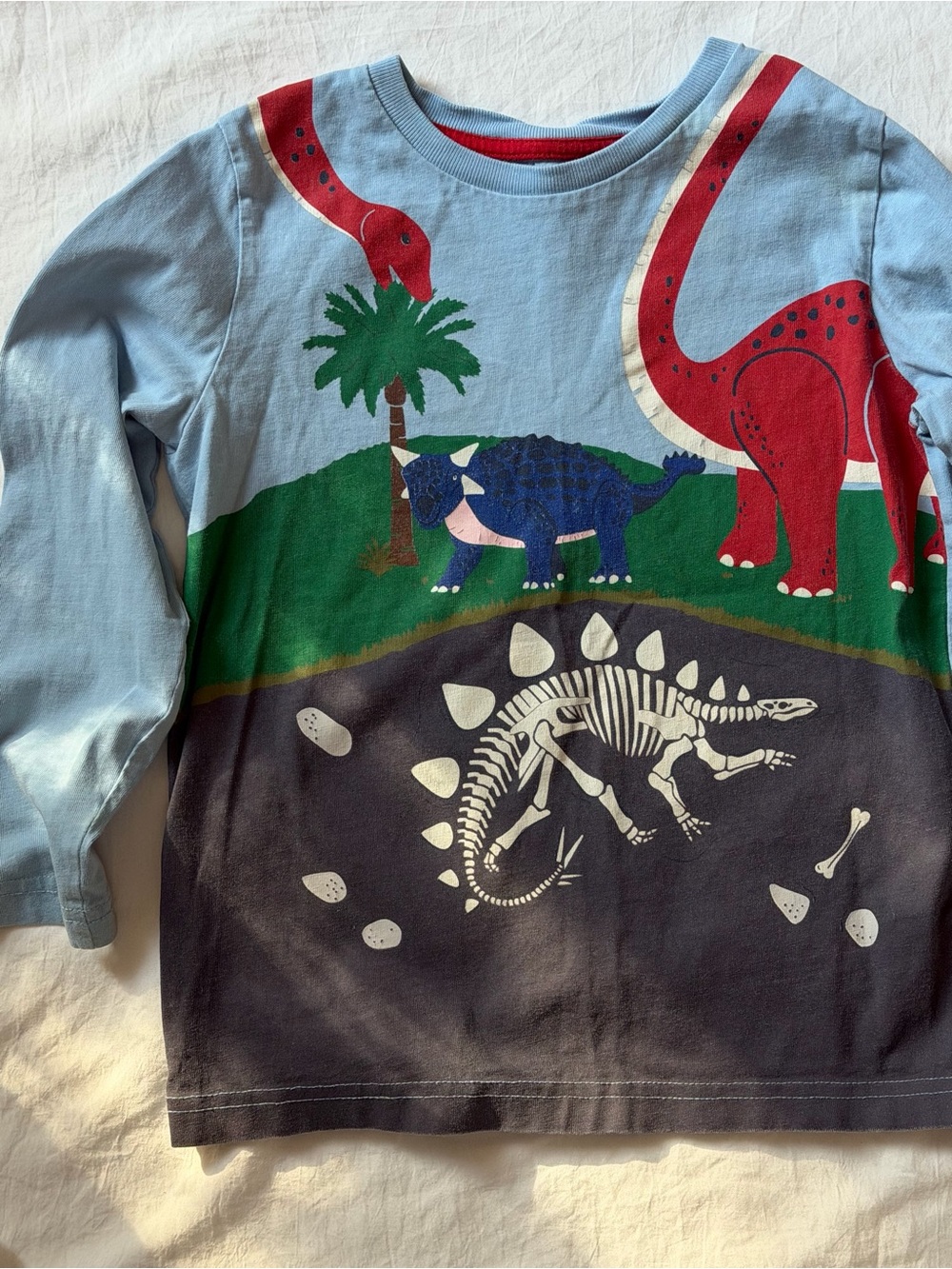 Mini Boden 5-6Y Dinosaur Fossil Graphic Long Sleeve Shirt Blue